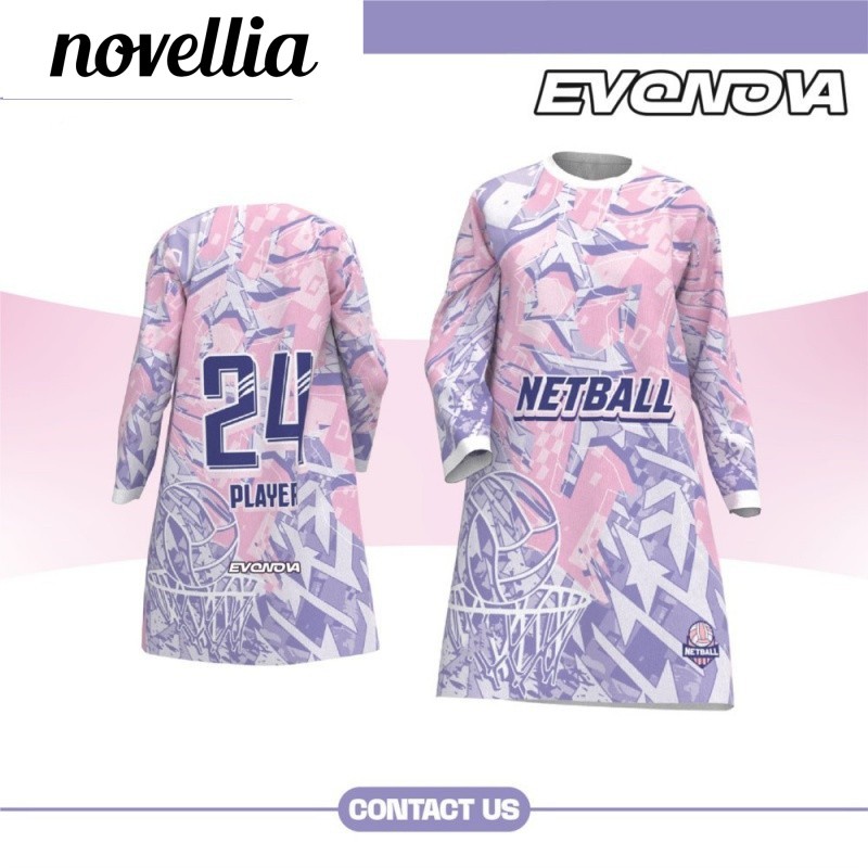 Novellia Jersey Muslimah Tshirt Quick Dry Full Sublimation Microfiber Team Sports Netball Football Muslim Apparels Long Sleeve Unisex Free Custom