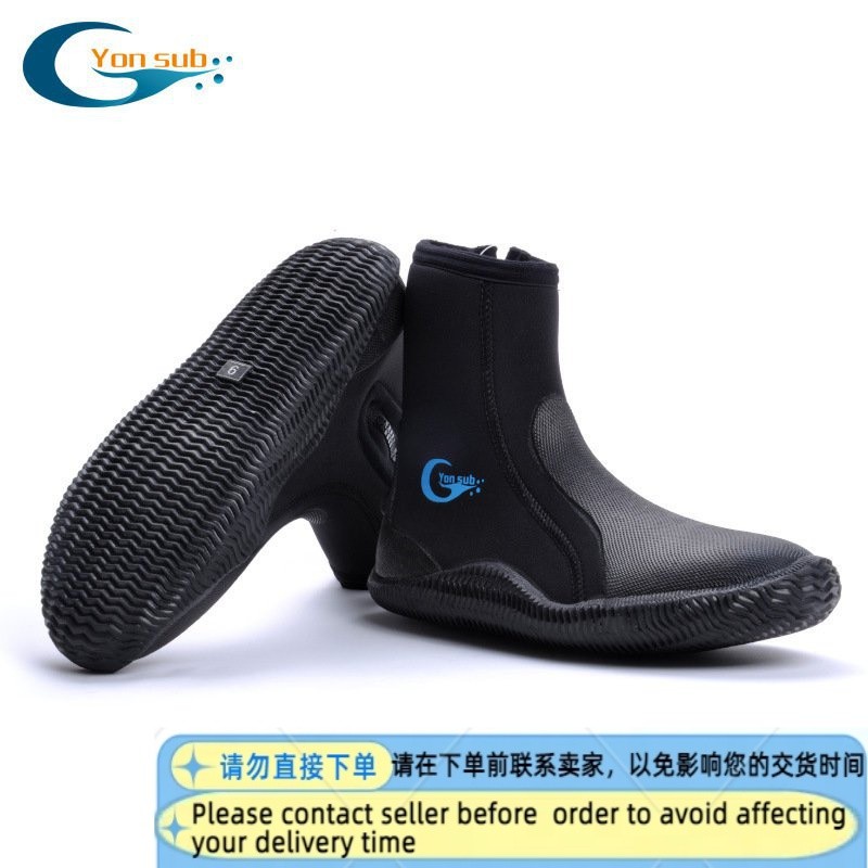 Get gifts/QM YONSUB 5MMHigh-Top Dive Boots Rafting Surfing Antiskid Shoe Wading river trekking Anti-Flood Snorkeling Fi