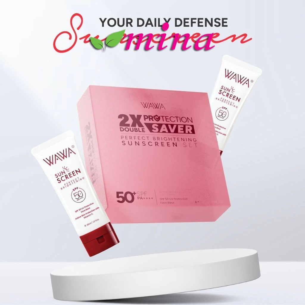 WAWA Sunscreen 30ml x 2 | Double Protection Brightening Sunskin Set 50+ SPF with Vitamin C