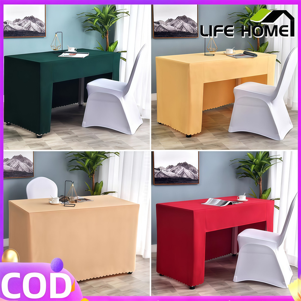 Tablecloth Rectangular 4/6/8FT Plain Solid Color Table Cover Conference Hotel Banquet Office Exhibition Check-In Desk Cover