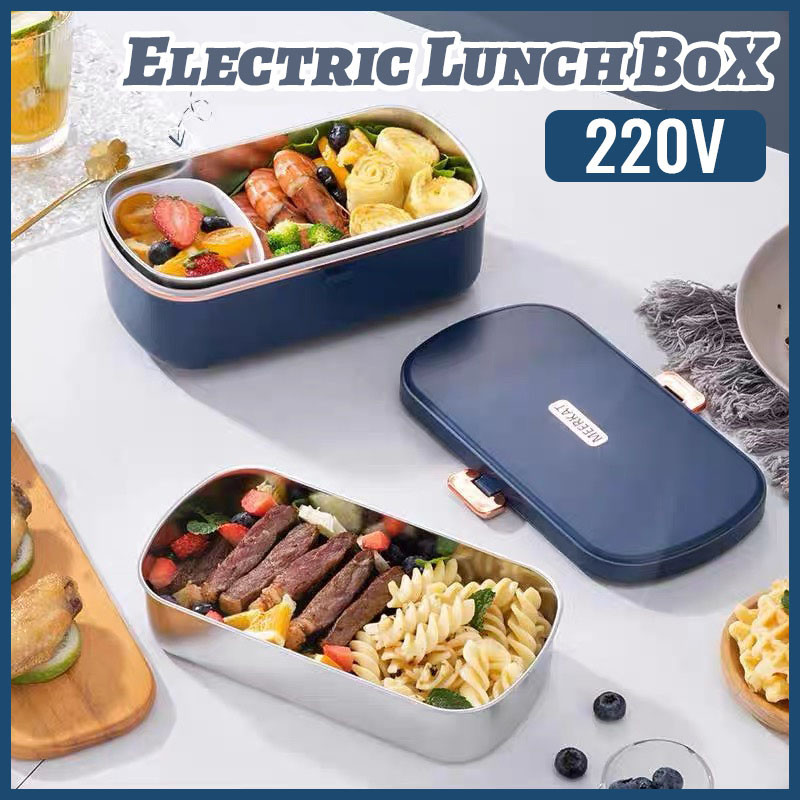 Ready🔥304 Stainless Steel Electric Lunch Box 900ML 36W 220V Meal Heating Leak Proof Food Heated Warmer Container电热饭盒