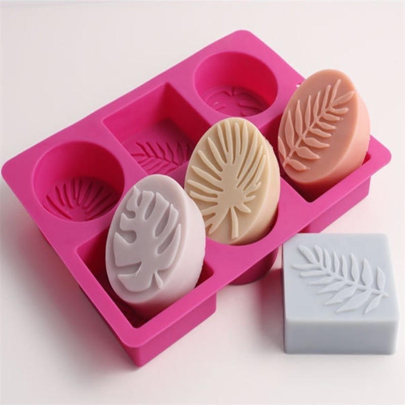 6 Cavities Olive Palm Olive Leaves Artisanal Art Silicone Soap Mold, Leaf Shaped DIY Craft Molds