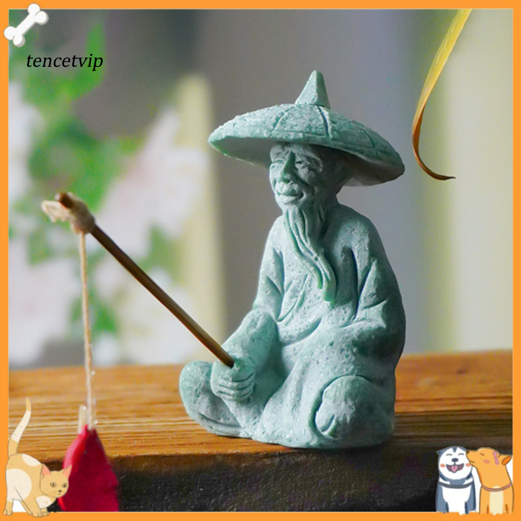 Nature-inspired Fish Tank Accessory Easy to Clean Aquarium Decor Vintage Fisherman Statue for Aquarium and Home Decor Zen Garden Ornament for Fish Tank Pot Handcrafted