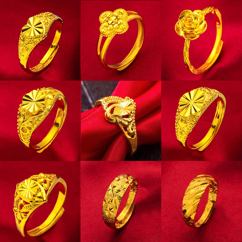 Women's Gold Plated Rings Adjustable Love Twist Ring 916 Plated Gold Flower Ring Emas Korea 24k Gold Rings