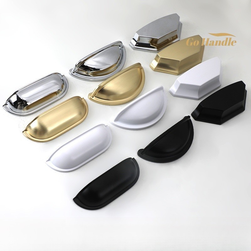 Versatile Reliable Modern Minimalist Shell Semi-Round Handle Drawer Gold Black & White Cabinet Vintage Furniture Acce... - Image 3