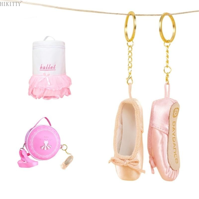 HIK Cute Satin Ballet Shoe Keychain Handcrafted Pointe Shoe Charm Bag Pendant