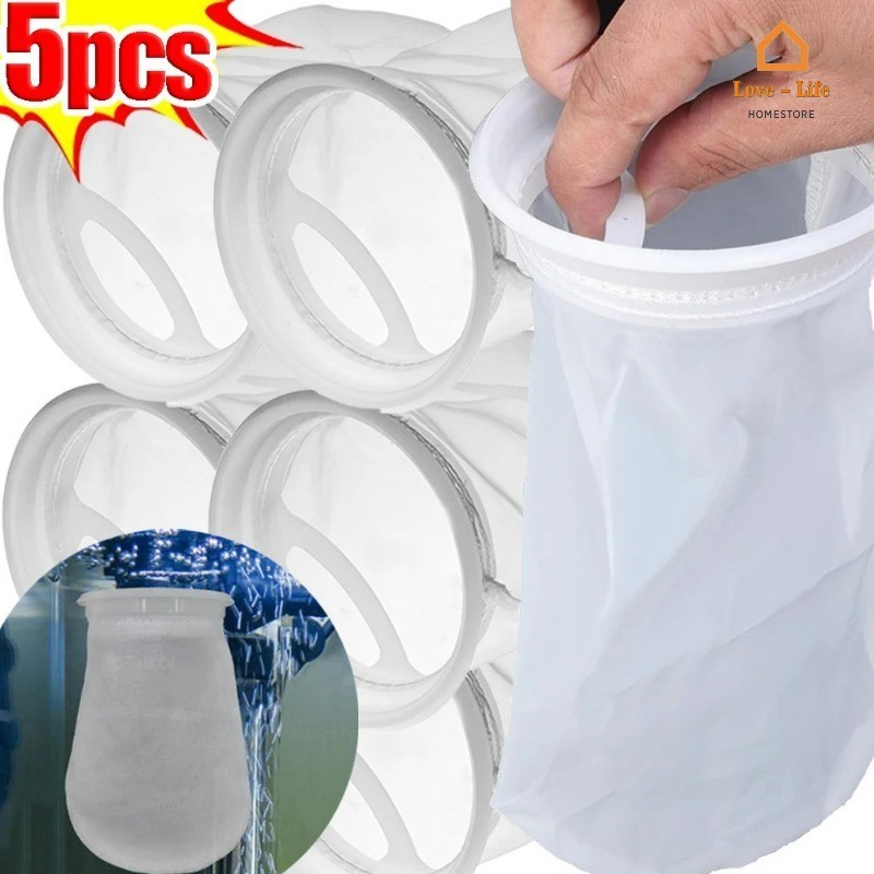 Washable Nylon Mesh Filter Sock Bag - Rainwater Tanks Replacement Filter for Cover - Aquarium Marine Sump Replacement