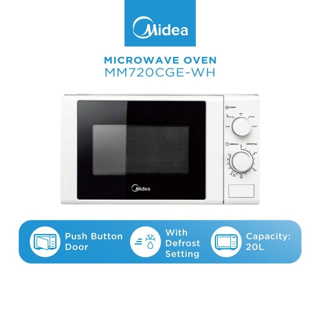 Midea MM720CGE-WH 20L Microwave Oven With Defrost Function