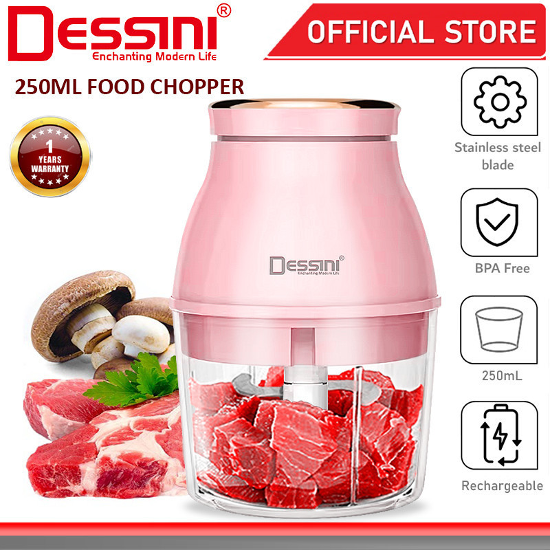 DESSINI ITALY 250mL USB Rechargeable Capsule Cutter Spin Chopper Blender Grinder Mixer Mincer Juicer Pengisar Pengadun