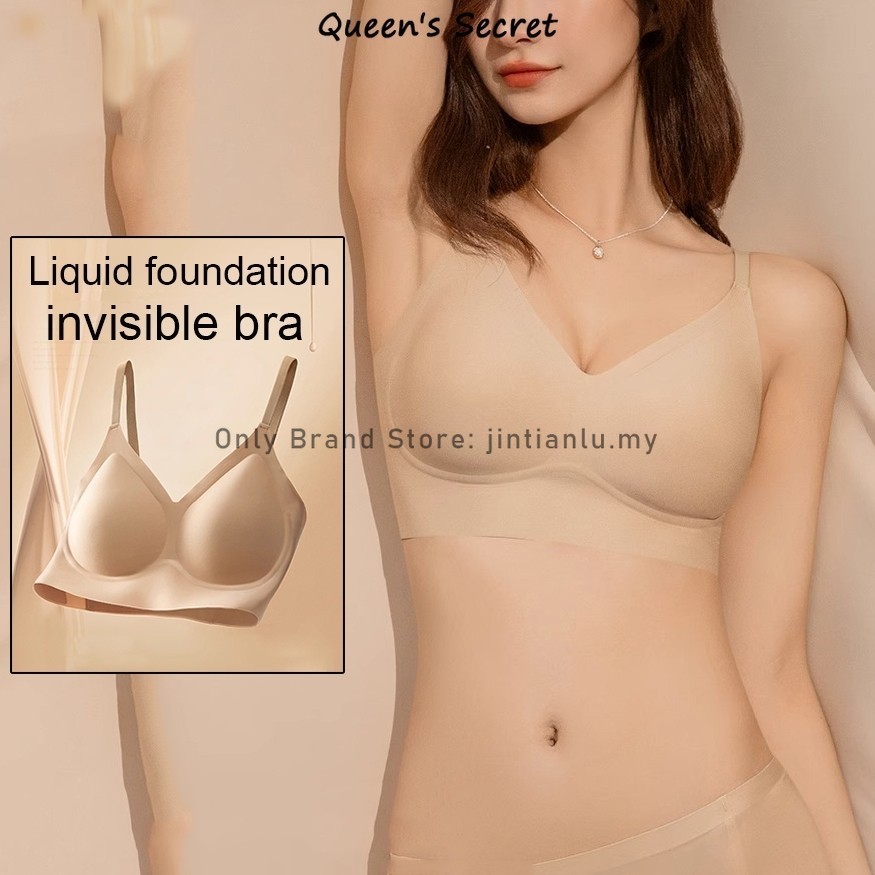 [Queen Secret] PREMIUM QUALITY Seamless Invisible Skin bra Women's thin jelly support bra big breasts show small breasts