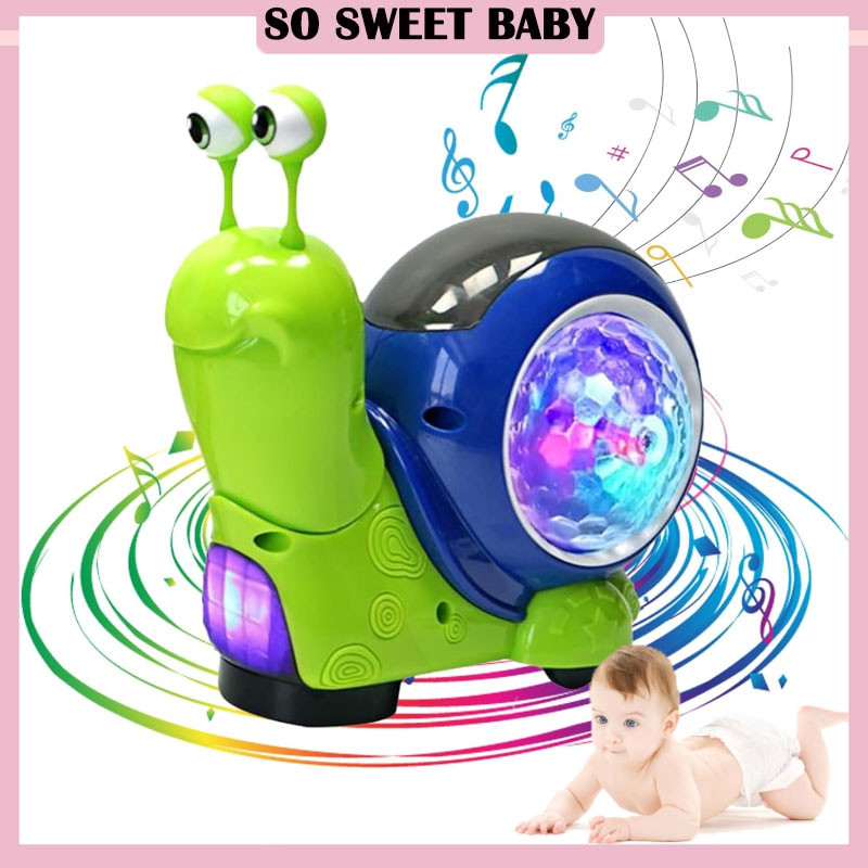 Kids Walking Snail Toy Cute Electric Baby Infant Crawling Musical Toy with Lighting and Music Mainan