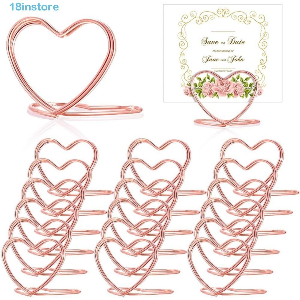 INSTORE 10 Pcs/set Love Shape Card Holders, Heart-shape Design Flexible Metal Photos Clips, Creative Easy to Use Simple Message Card Stand Seating Labels