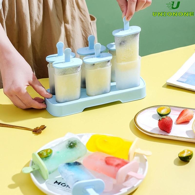 ONE 6Pcs Set Plastic Popsicles Molds with Tray Reusable Sticks Homemade Kids Ice Cream Chocolate Mould DIY Lolly Maker K