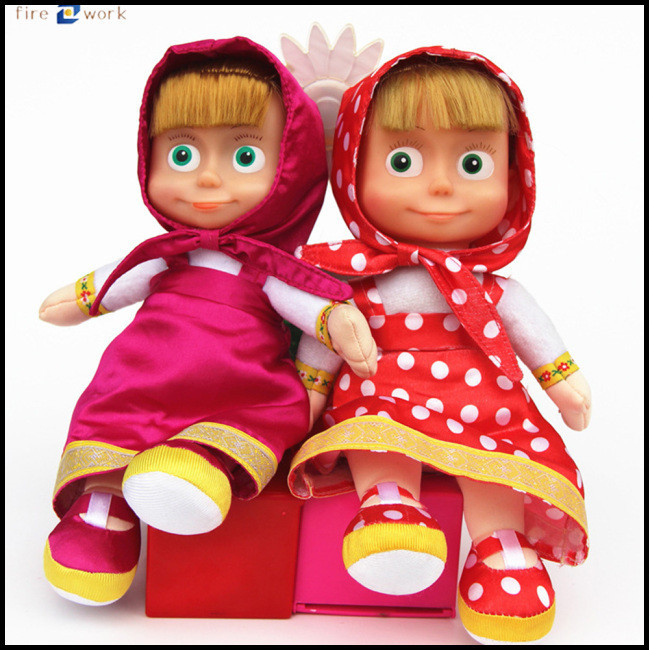 Exclusive Deal!! 27cm Russian Marsha Plush Doll Squeeze Talking Sing Smart Cartoon Toy Kid Birthday Gift