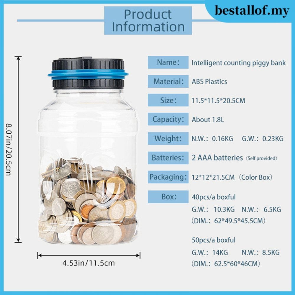 Coin Counting Toy Creative Durable Money-saving Tank Cartoon Piggy Bank Plastic International Currency Toy Bank Anti-fall Tank Bucket Shape Piggy Bank bestallof