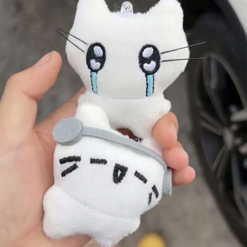 Headphones Kitten Couple Keychain Mini Crying Cat Doll Plush Keyrings Kawaii Small Cat Keychain For Bag Pendant