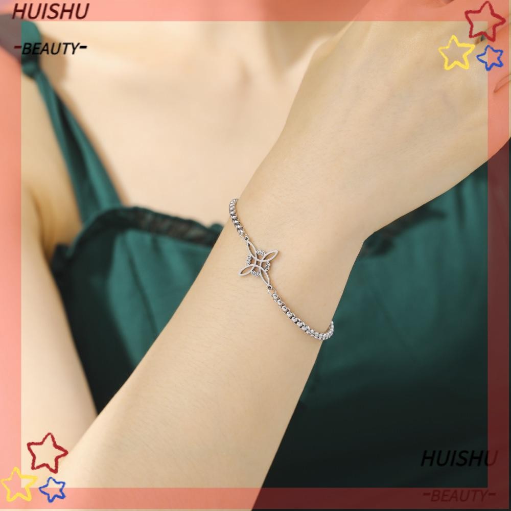 HUISHU Witchcraft Witch Knot Charm Bracelet, Stainless Steel Gold/Silver Witchcraft Witch Knot Charm Necklace, Durable Unisex Irish Celtic Knot Amulet Jewelry Gift