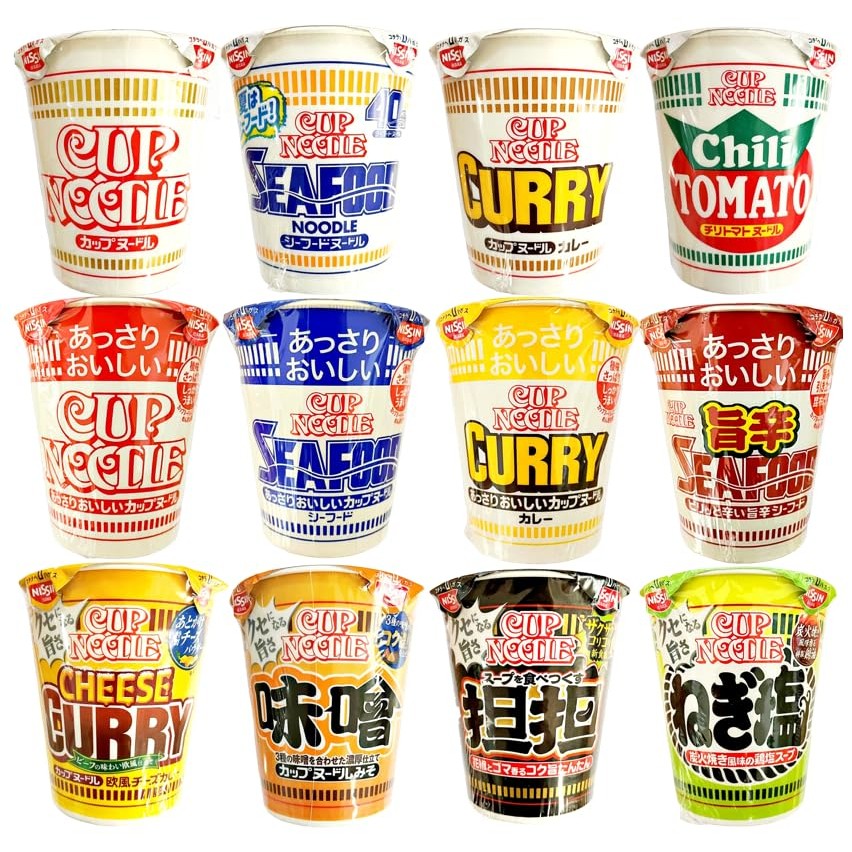 [Direct from JAPAN] Nissin Cup Noodle Assorted Set of 12 Varieties, 1 of Each: CUP NOODLE, Light Seafood, Curry, Chili Tomato, Tasting Comparison Assortment, Instant Food, Emergency Food, Quick Meal, Instant Cup Noodles, Disaster Preparedness Storage Food