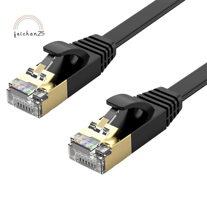 Ethernet Cable,for Cat 7 Gigabit Lan Network RJ45 High-Speed Patch Cord Flat 10Gbps 600Mhz for PC, Router, , Black