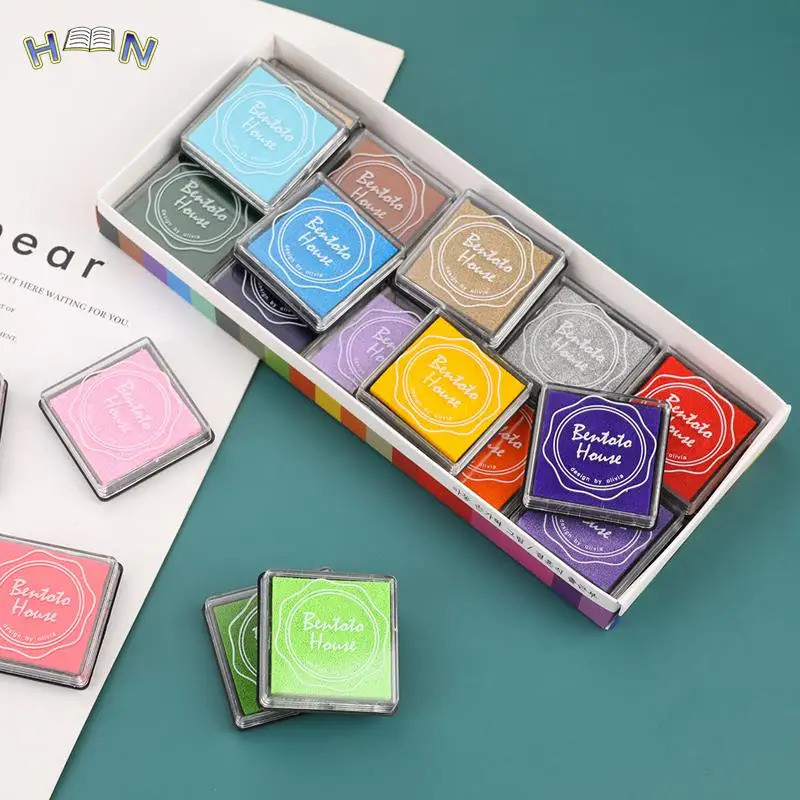 20 Keping Pad Dakwat Gergasi pelbagai warna Pad Setem Pad Setem Kusyen Buatan Tangan Kraf DIY untuk Buku Skrap Kraf DIY