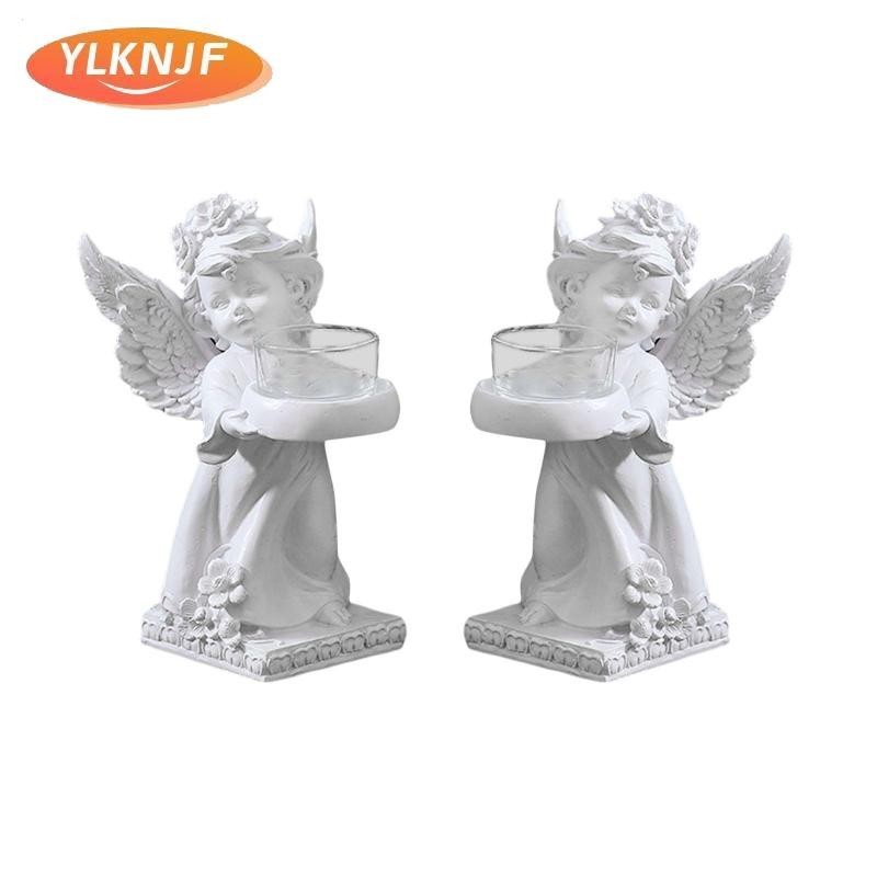 [ylknjf] Candle Holder, Candlestick Plate, Candelabra Decor, Remembrance Memory, Tea Light Holder, Angel Figurines for Party Wedding, Dinner Holiday