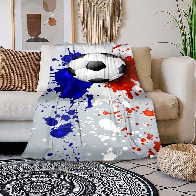 3D Sports Themed Football Blanket Children Boys Teen Men Auditorium Stadium Fuzzy Anti-Fade Blanket Bedroom Decor Sofa King Bed