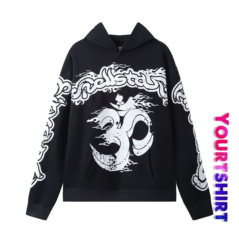 #H30 Pullover Plus Size Fashion Hooded Long Sleeve Vintage Unisex Oversized Graffiti Damage Fire Face Star Pattern Hand Drawn Number Letter Print Couple Hoodies for Men