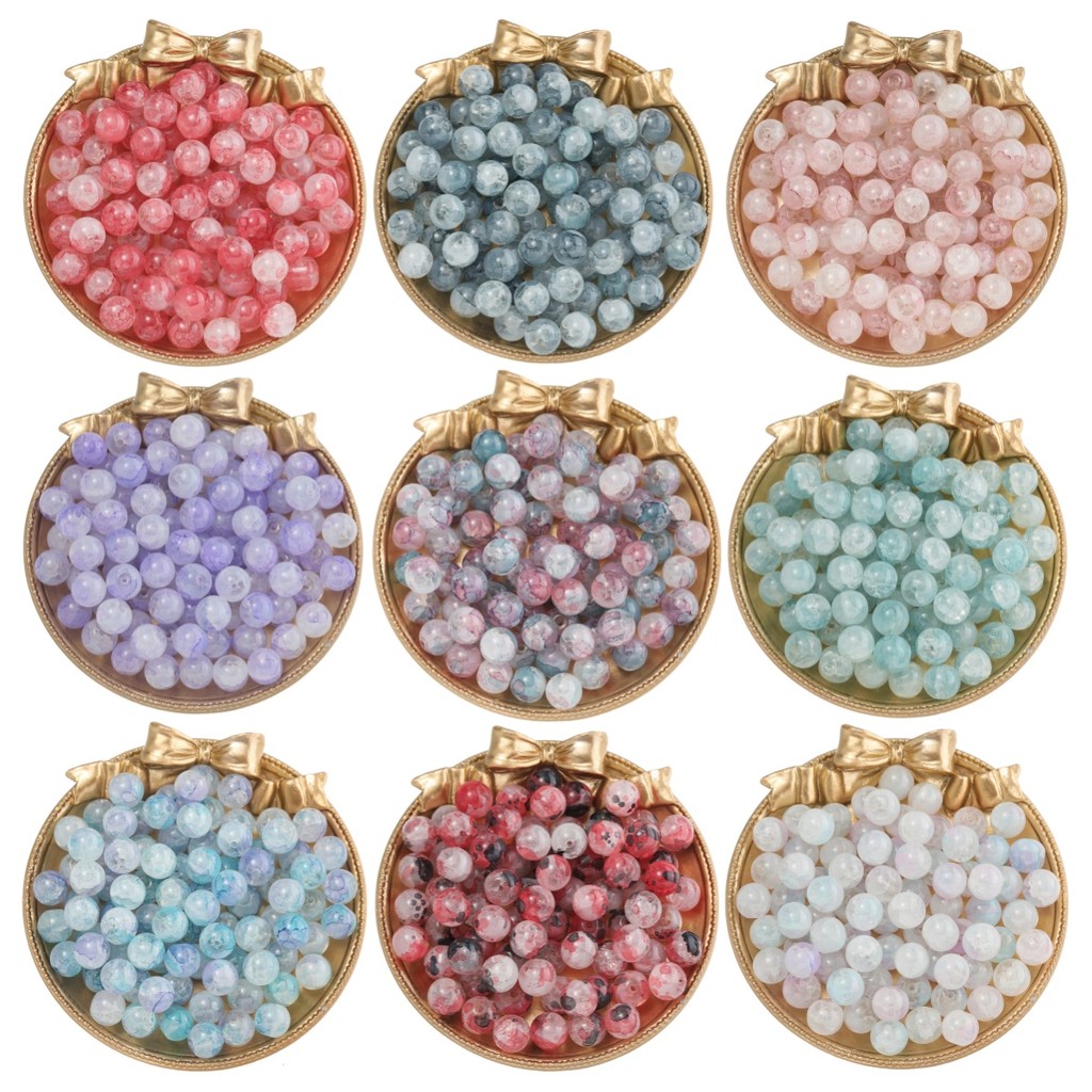 St. kunkka 10mm Glass Floral Beads 20-50Pcs Gradient Color Protein Crushed Jade Beads for DIY Bracelet Necklace Making