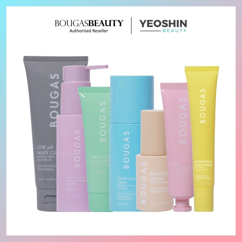 Bougas Beauty Cleanser/Moisturizer/Advanced Serum/Sunscreen/Face Scrub/Rejuvenating Toner/Shine/Trials Size