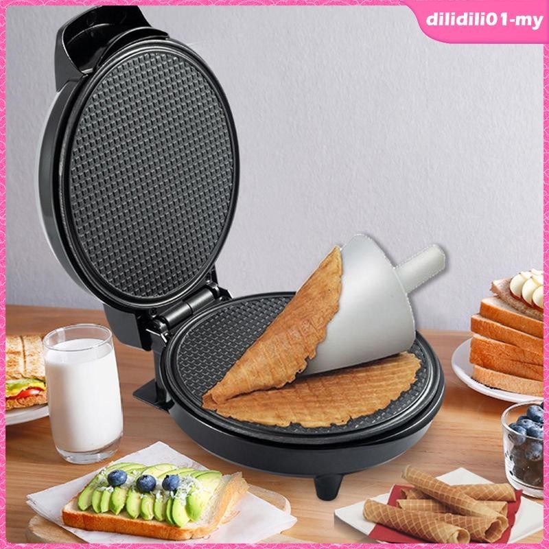 [DilidilidaMY] Waffle Cone Machine DIY Ice Cream Egg Roll Crepe Pan Ice Cream Cone Maker Egg Roll Machine for Breakfast Kitchen Home Baking