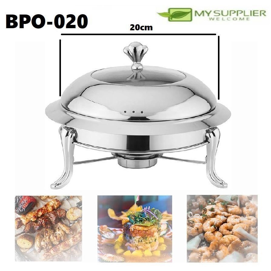 BPO-020 20CM Chafing Dish Stainless Steel Small Hot Pot Buffet Pot Food Warming Tray