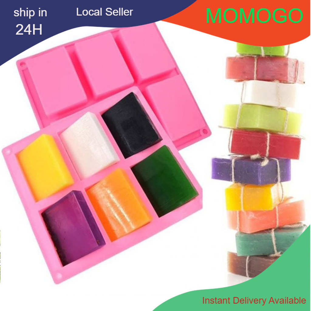 Rectangle Homemade Craft Soap Mold 6-Hole Silicone Gypsum Ice-Cream Jelly Pudding Candle Mould Baking Chocolate Molds
