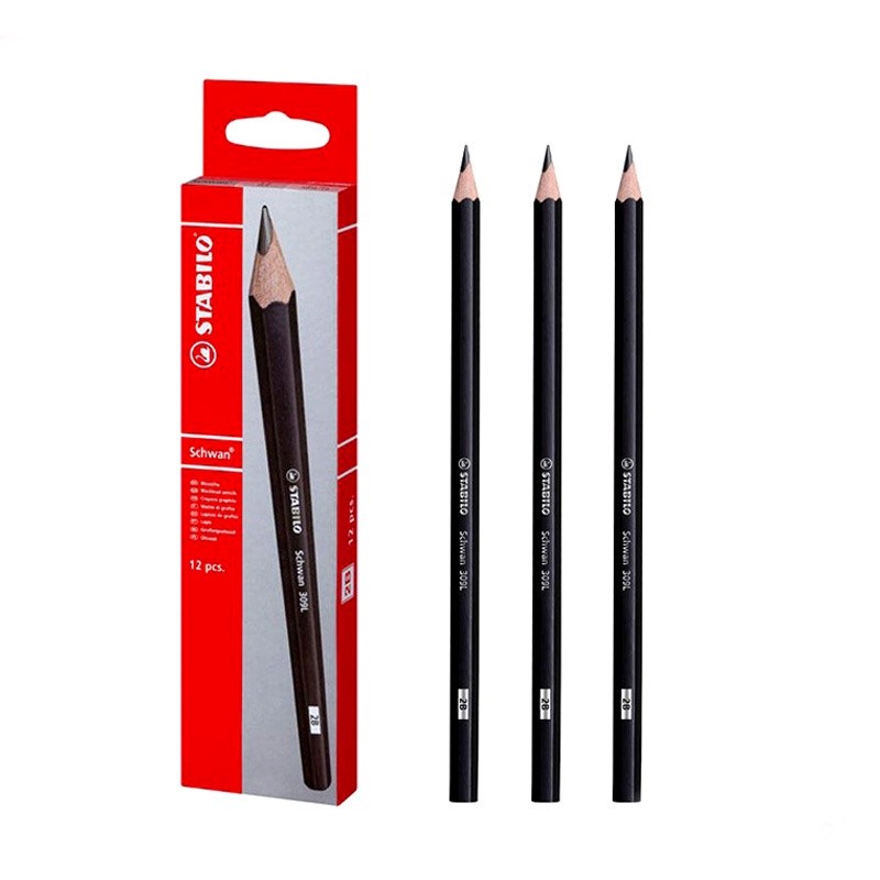 Stabilo Graphite Schwan 2B Pencil (Box of 12 Pcs) - 309L Pensel Menulis Black Non Toxic Children School Kids Sekolah