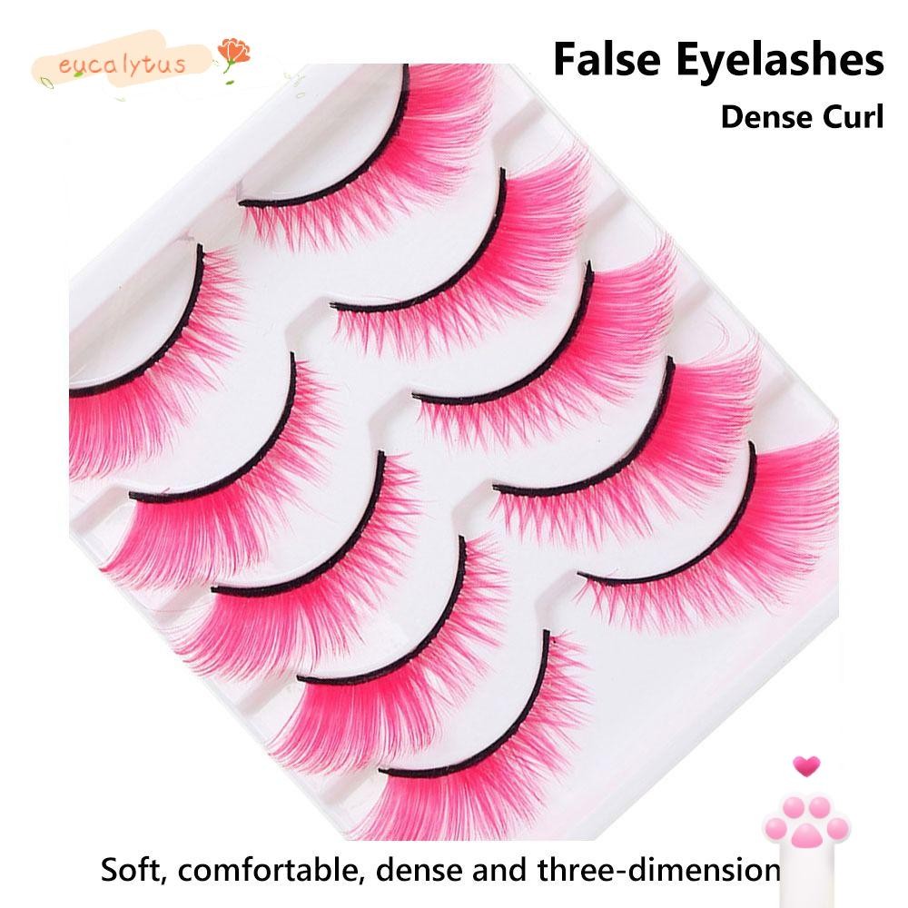 EU-FASHION 5Pairs Colored Lashes, Cosplay Party Masquerade Cat Eye Eyelashes, Unique Soft Fluffy Dramatic Look Colorful False Eyelashes