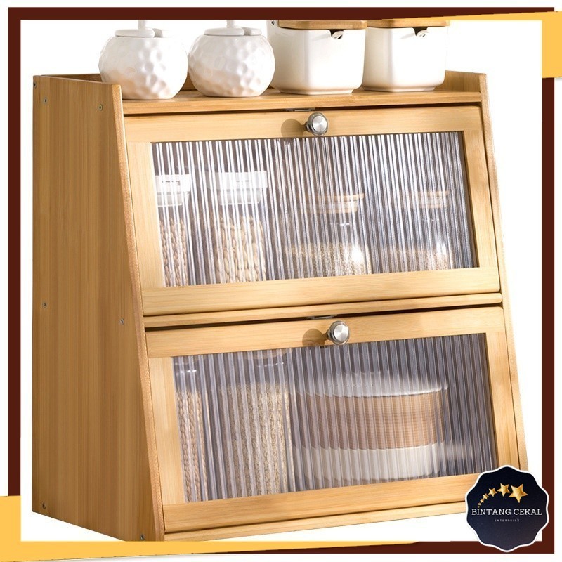 BC Bamboo Kitchen Cabinet Rak Dapur 2/3/4 Layers Wooden Spice Rack Storage Organizer Almari Kabinet Kayu Rempah Muji 置物架