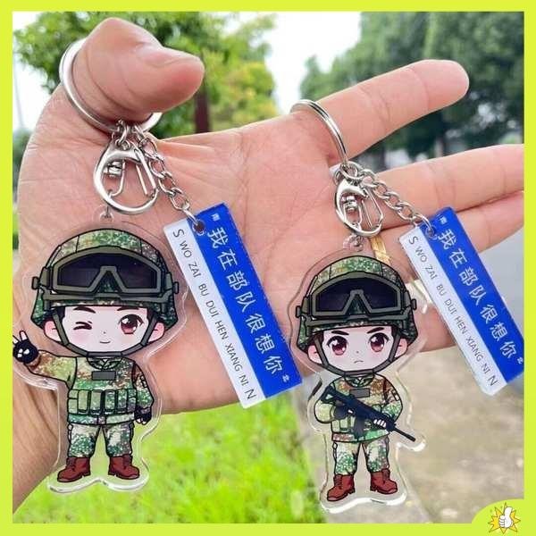 keychain couple keychain anime keychain cute Abang askar baru akrilik benar-benar merindui anda kartun rantai kunci untuk menghantar loket teman wanita hubungan jarak jauh hadiah hari valentine