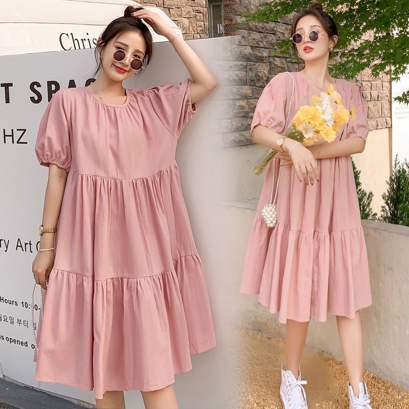 [Import] - Women's MIJOO Dress PUFF Sleeve | Midi Dresses For Women RUFFLE Women Newspaper STYLE