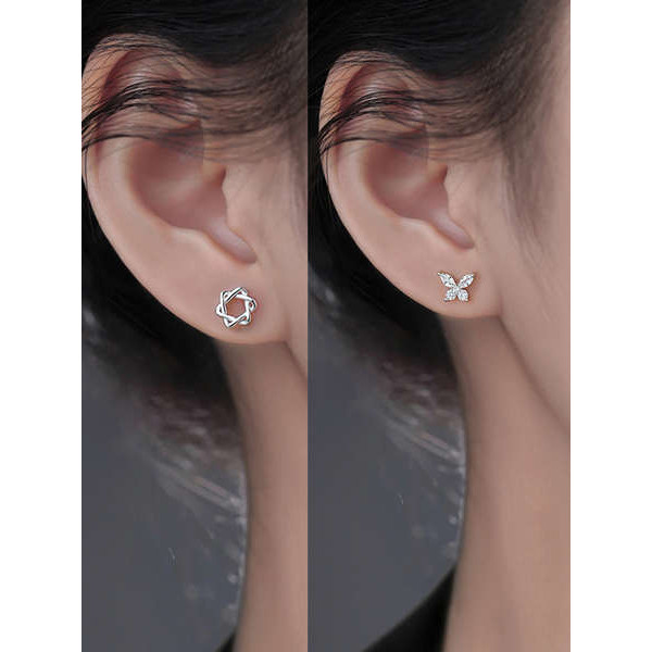 Acc ear piercing earrings female 999 sterling silver 2024 new popular earrings ear bone studs sleep without taking off ear ornamentssadfeqwe3.my20240910042140