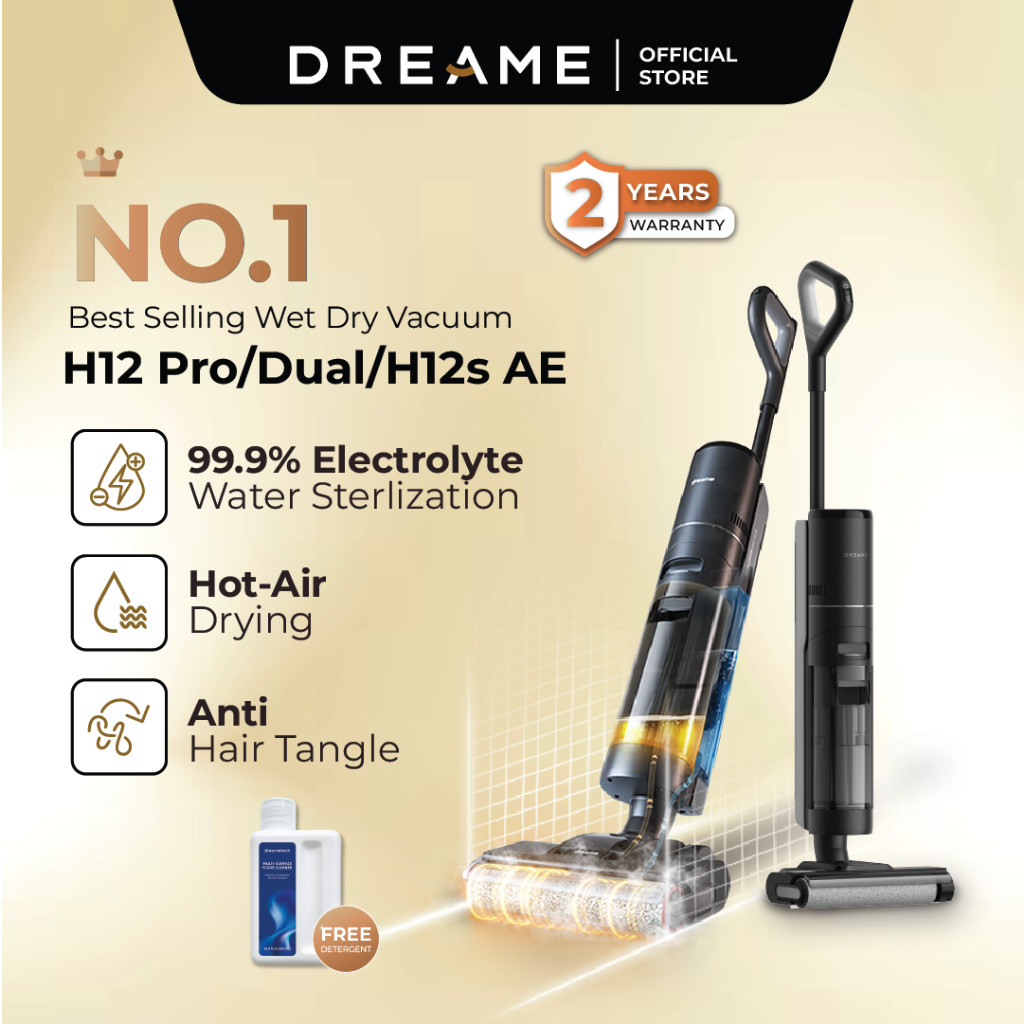 Dreame H12 Pro/ H12 Dual/H12s AE Wet and Dry Cordless Vacuum Cleaner 2 Edge Cleaning 99.9% Sterilization Hot-Air Drying