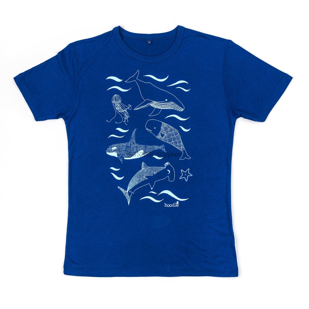 Whale Mens T-shirt - blue bamboo cotton mens T-shirt - screen printed eco friendly mens clothing - animal illustration mens wear