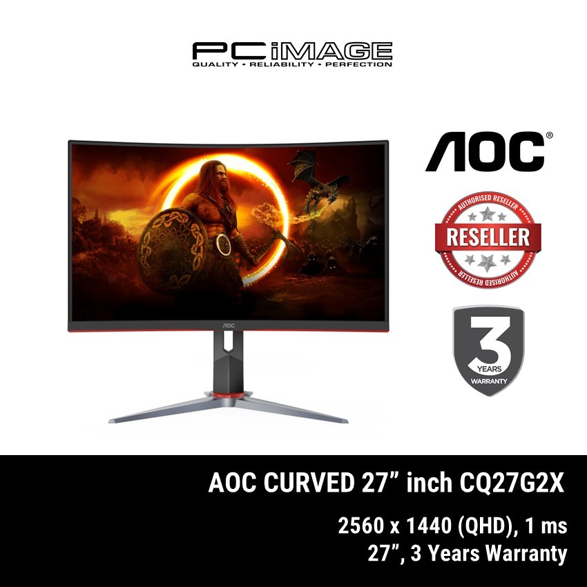 AOC CQ27G2X 27" QHD 180Hz HDR Curved Gaming Monitor ( DP, HDMI, 3 Yrs Warranty )