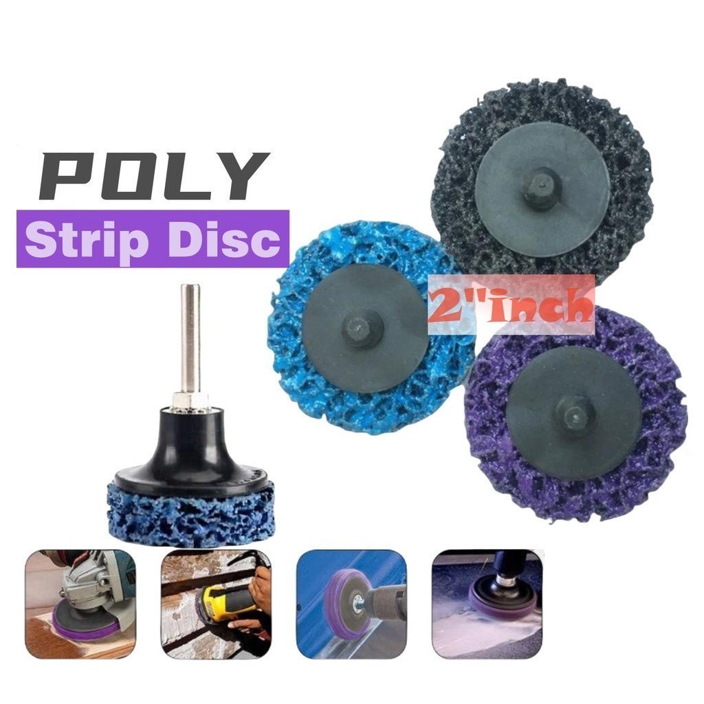 2 Inch Quick Change Poly Strip Disc with 1/4'' Holder Rust Removal Paint Remove Clean Angle Grinder Disc Grinding