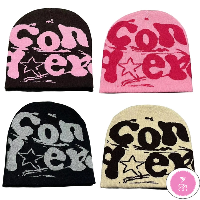 C3S Time Knitted Beanie Hat for Adult Women Men Stretchy Beanie Jacquard Hat Y2K Girl Knit Bonnet Hat Kpop Dancing Hat