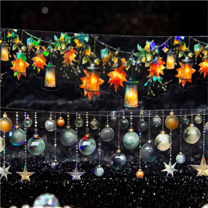 Mr. Paper 200cm/roll PET tape Colorful string lights Star light Party vibe lights with patterned tape Suitable for DIY hand collage material Cup greeting card decoration