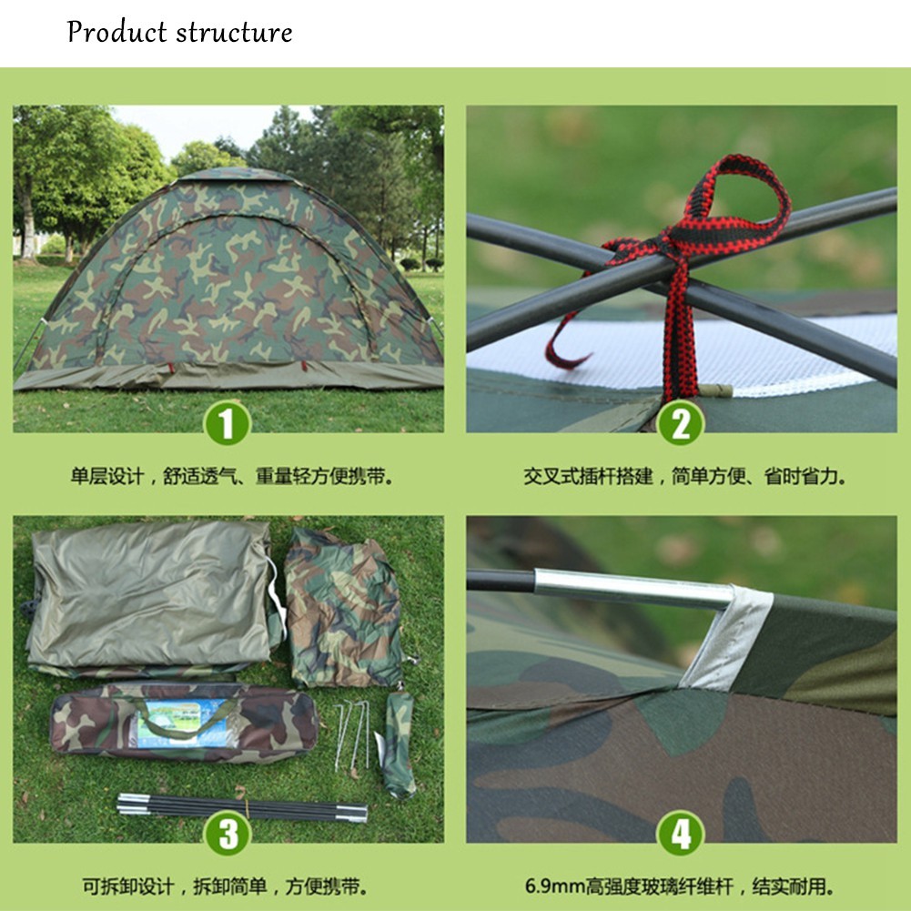 [KD] Outdoor Camping Tent, Waterproof Camouflage Tent /Camping Tent /Single /Double /3-4 Person Camping W-[KD]