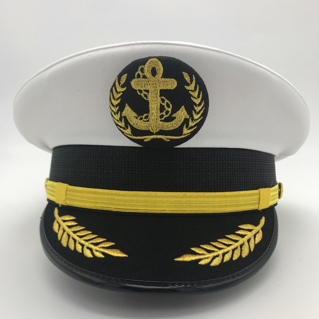 [Quick Shipment] Sailor Cap Captain Hat Sailor Big Brim Hat Nautical Performance Big Cap Sailing Yacht Hat Stage Performance Hat Captain Wheel Value Long Uniform Nightclub Bar KTV✿High-end Fashion Workwear Role-Playing Cap Wheel Value Captain Supplies Fac