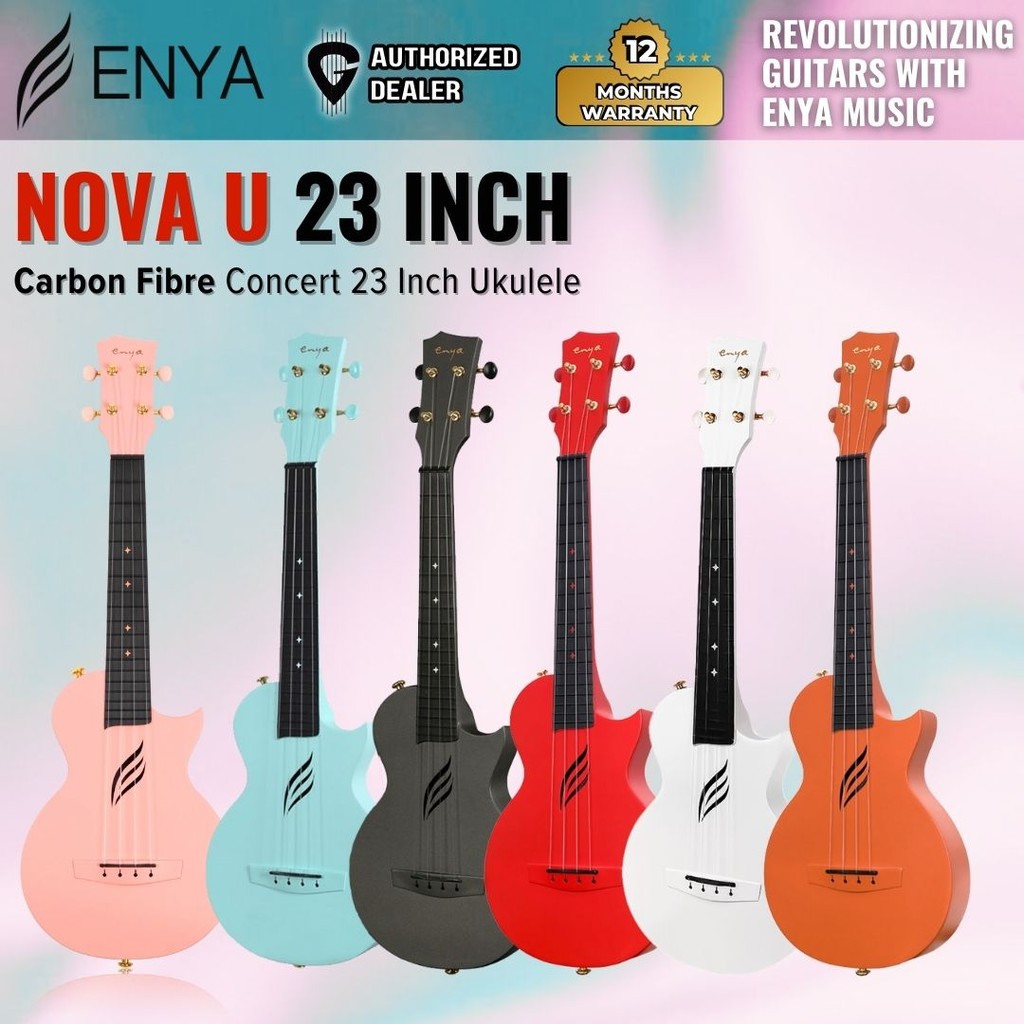 Enya Nova U Series 23 Inch Carbon Travel Concert Ukulele with Case ( ENY-NOVAU / NOVA )