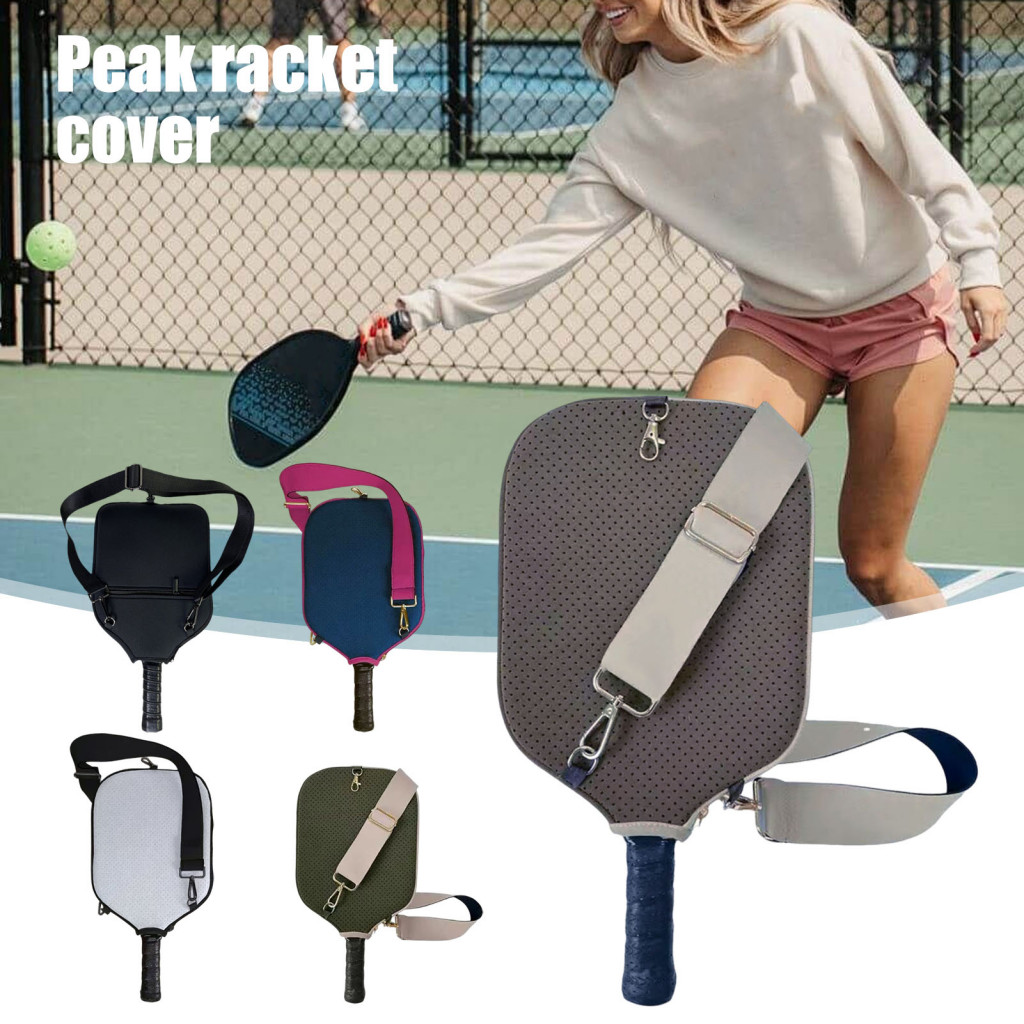 Pickleball Racket Cover Outdoor Pickleball Gear Protector Premium Neoprene Pickleball Paddle Cover with Shoulder Strap and Storage Pocket Protect Your Racket in Style