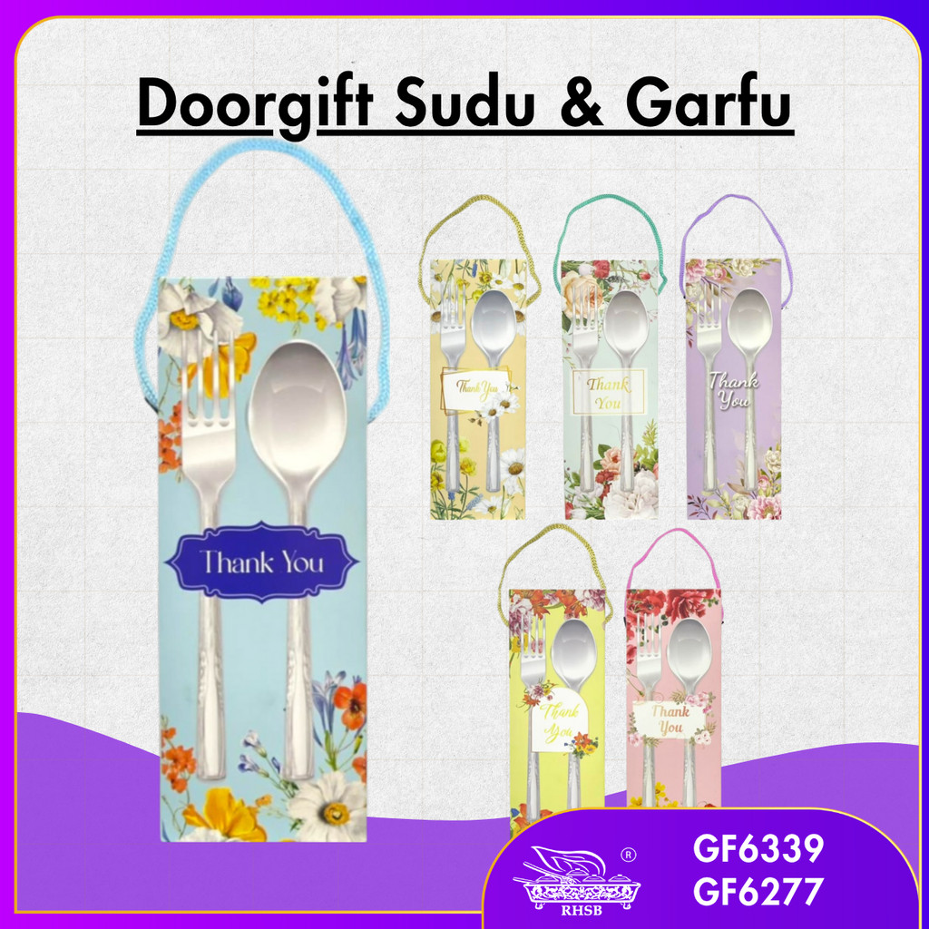 1SET PROMOSI DOORGIFT SUDU GARFU / STAINLESS STEEL CUTLERY / DOORGIFT SPOON AND FORK / SUDU DAN GARFU