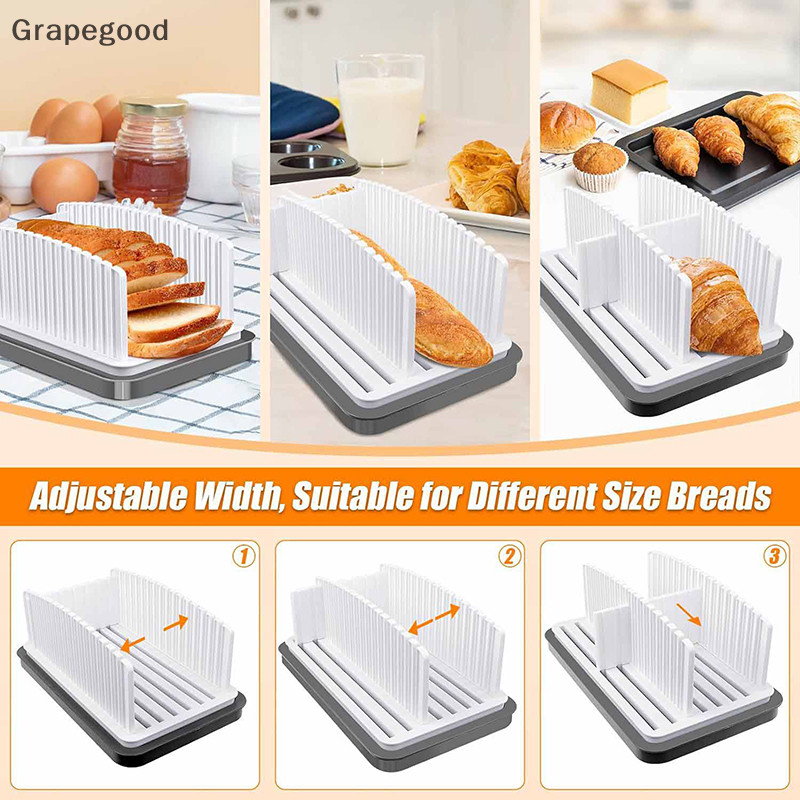 Grapegood Bread Slicer Foldable Baking Toast Slicer With Crumb Tray Bread Slicer Cutter Mold Maker Slicing Loaf Kitchen Tools Nice